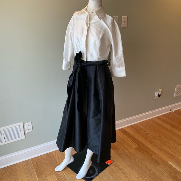 Teri Jon by Rickie Freeman Two-Tone Collared Taffeta Gown. Sz:US 6. $600 - Picture 10 of 11